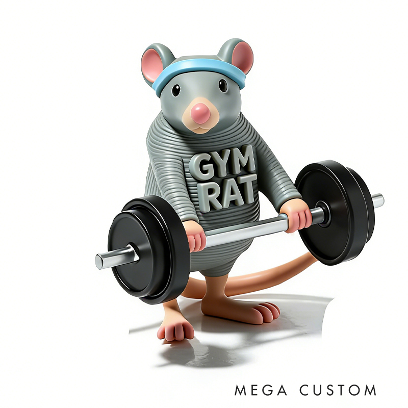 Personalized 3D Printed Hench Rat Muscular Gym Gift Desk Mascot Weightlifter Strength Trainer Desk Decor Gift for Friends Gym Rat Gym Lovers