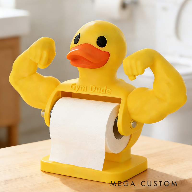 Personalized 3D Printed Funny Muscle Duck Toilet Paper Holder Weightlifter Design Funny Bathroom Decor Funny Bathroom Decor Gym Themed Fitness Inspired