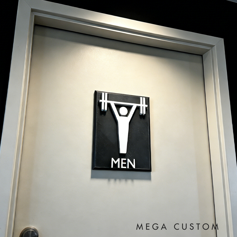 Personalized Gym Bathroom Signs 3D Printed Custom Fitness Gym CrossFit Personal Trainer Gift for Coach Trainer Gym Lover