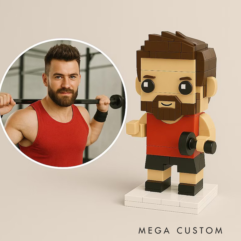 Personalized Photo Standing Gym 3D Printed Cross Fit Figurine Brick Athlete Gift for Coach Trainer Gym Lover
