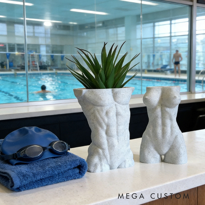 Personalized Fitness Male Female Couple Torso Planter 5 Modern Body Pot Air Plant Holder Home Decor Athlete Gift for Coach Trainer Gym Lover