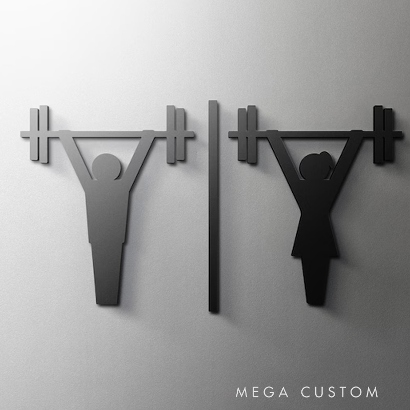 Personalized Metal Gym Sign Male and Female Gym Bathroom Sign Weightlifting Gift for Gym Lovers
