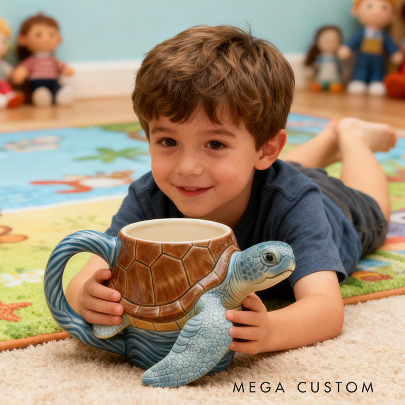 Ceramic Sea Turtle Mug - 3D Sculpted Ocean-Themed Coffee Cup for Beach Lovers
