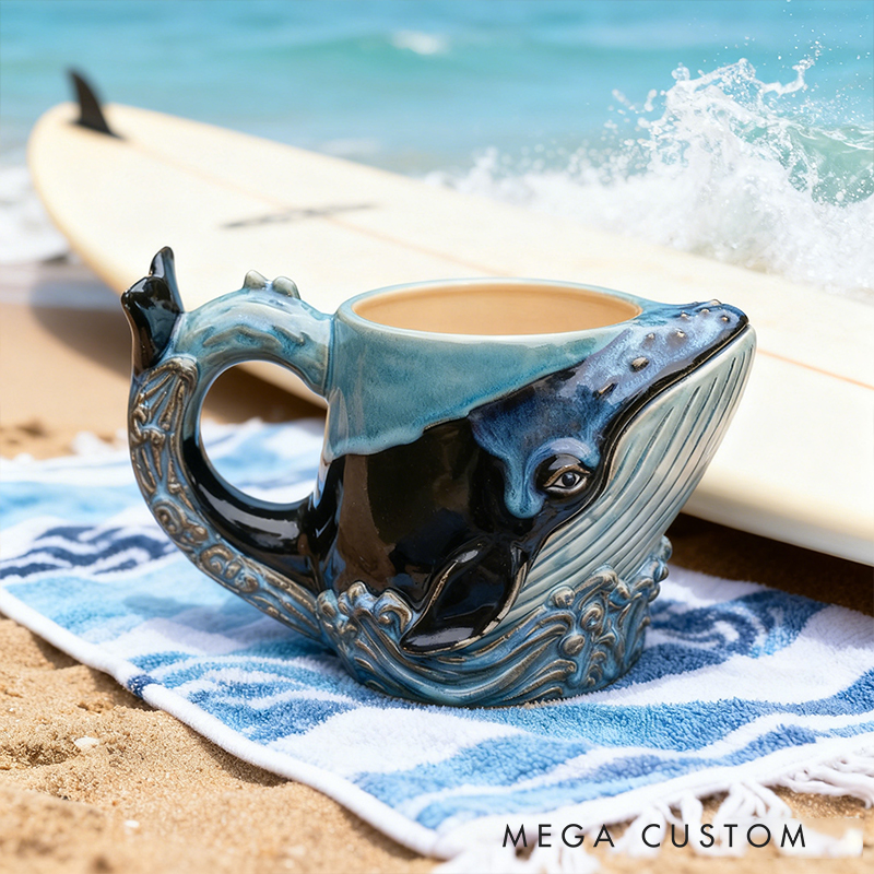 Ceramic Whale Mug - 3D Sculpted Ocean-Themed Coffee Cup for Marine Lovers