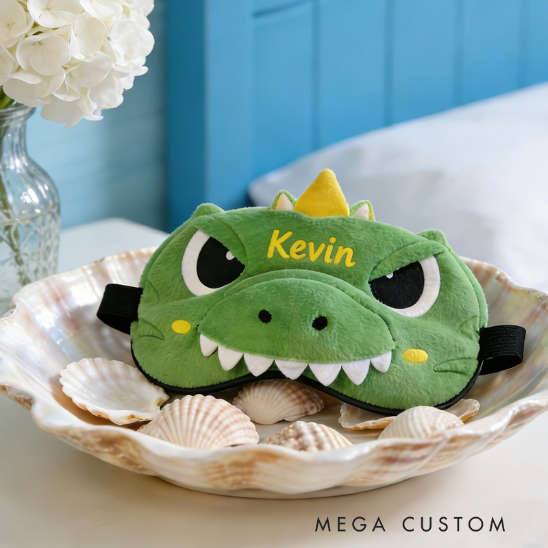 Personalized Whimsical Dinosaur Sleep Eye Mask Custom Eye Cover Comfortable Gift for Children