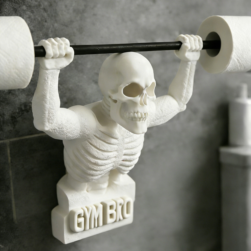 Personalized 3D Printed Skeleton Toilet Paper Holder Weightlifter Design Funny Bathroom Decor Funny Bathroom Decor Gym Themed Fitness Inspired