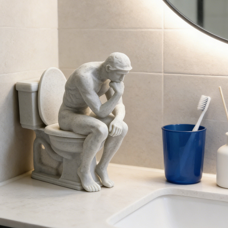 Personalized Funny Gym 3D Printed The Thinker Bathroom Accessory Sitting Figure On Toliet Gag Gift for Coach Trainer Gym Lover