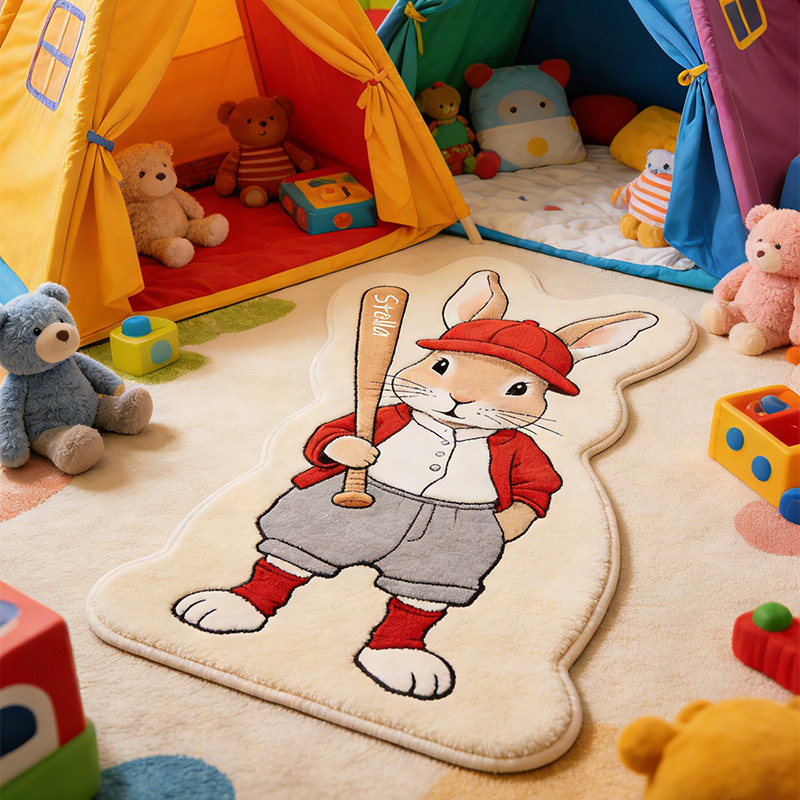 Personalized Bunny Baseball-Theme Custom Name Cute Baseball Rabbit for Kids