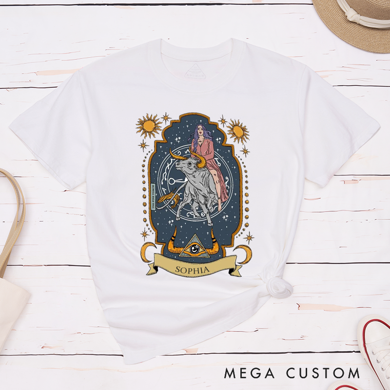 Personalized Taurus Zodiac Classic T-Shirts Custom Astrology Birthday Gift for Taurus Lovers Unique Horoscope Shirt Perfect for Astrology Fans