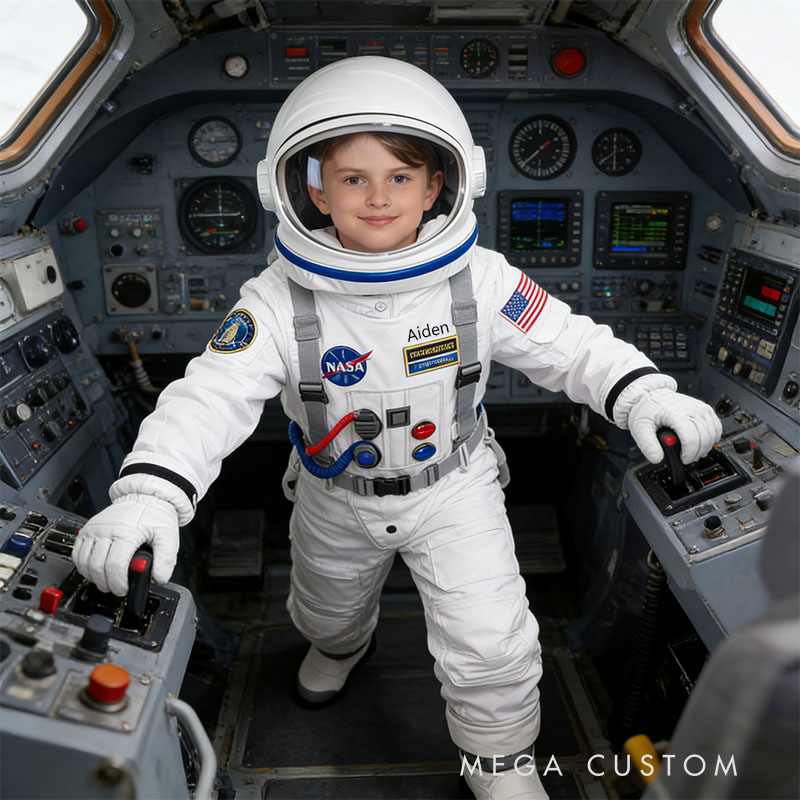 Personalized Kids Astronaut with Hat Holiday Play Costume Kids Astronaut Hat Embroidered Astronaut Clothing Set