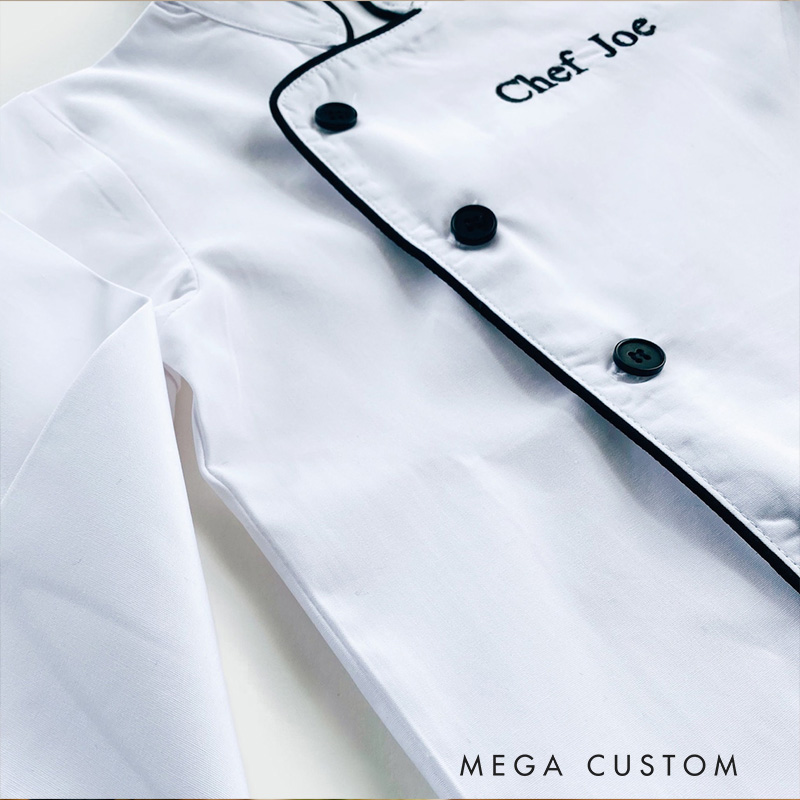 Personalized Kids Chef Coat & Hat Holiday Play Costume Kids Chef Hat Embroidered Cooking Costume