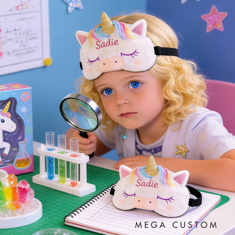Personalized Rainbow Horse Whimsical Rainbow Horse Sleep Eye Mask Custom Eye Cover Comfortable Gift for Children
