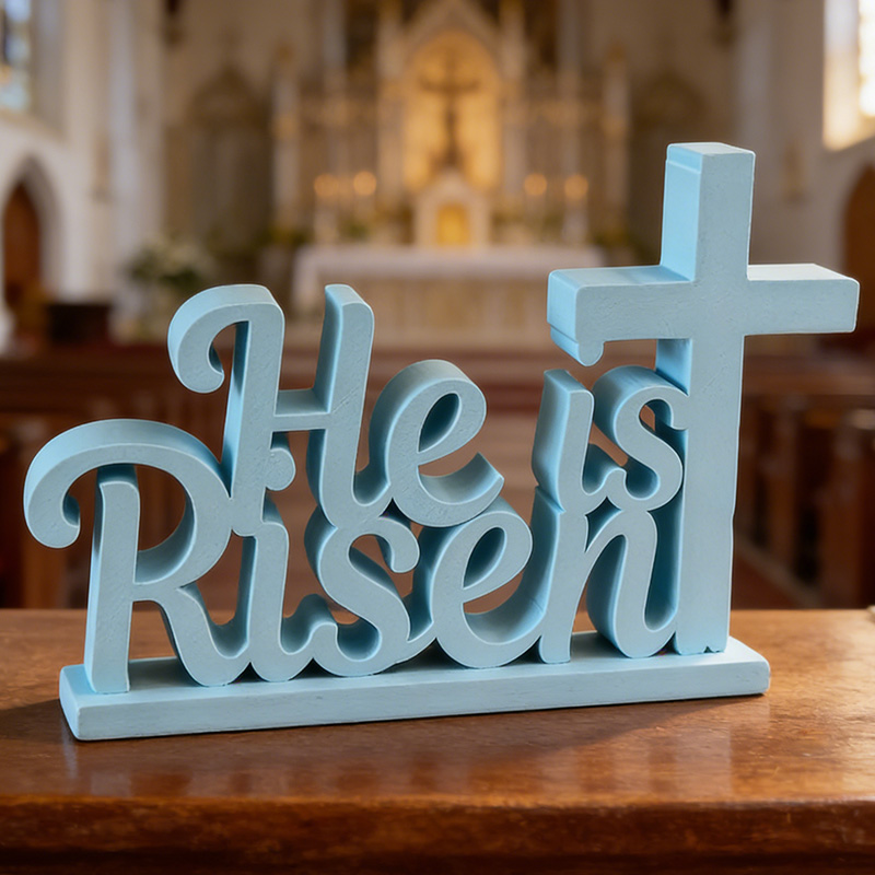 Personalized He is Risen Cross 3D Printed Home Decor Faith Gift Religious Gift Christian Easter Gift for Christians