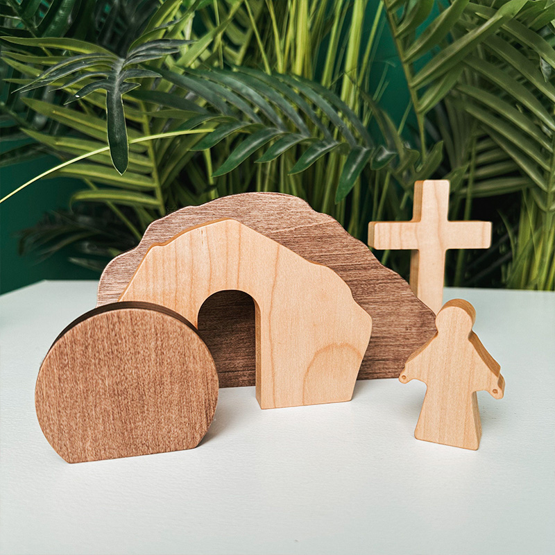 Personalized He is Risen Wooden Empty Tomb Scene with Custom Text Easter Decor Resurrection Scene Gift Christian Gift Easter Gift 