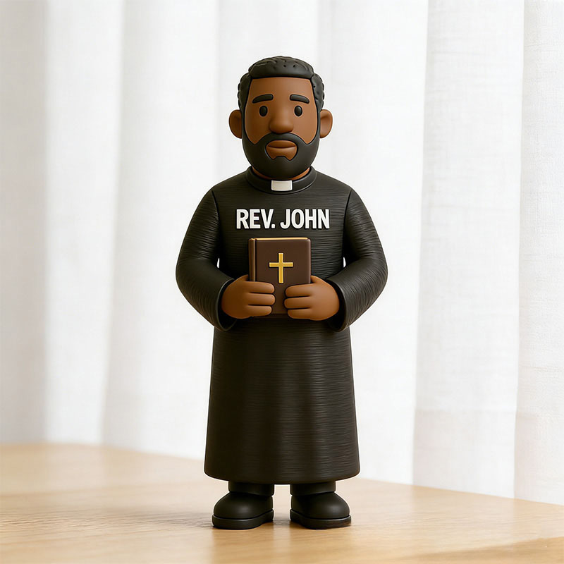 Personalized 3D Printed Pastor Figurine with Custom Name Home Decor Religious Christian Gift Prayer Corner Faith Gift Pastor Priest Ordination Gift