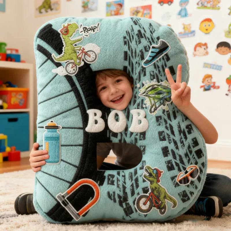 Personalized Cycling Letter Pillow Funny Letter Pillow Custom Name Pillow Comfortable Travel Cushion for Riders Riding Lovers