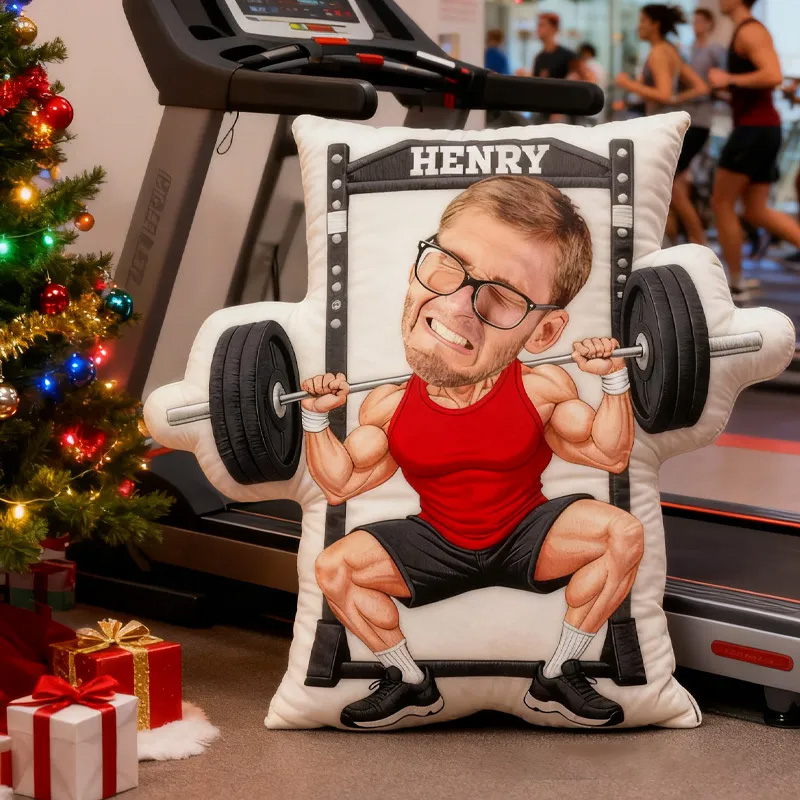 Personalized Gym Photo Pillow Graphic 3D Print Gift Ideas Exercise Themed Weight Lifting Workout Pillow Comfortable Christmas Decor for Gym Lovers