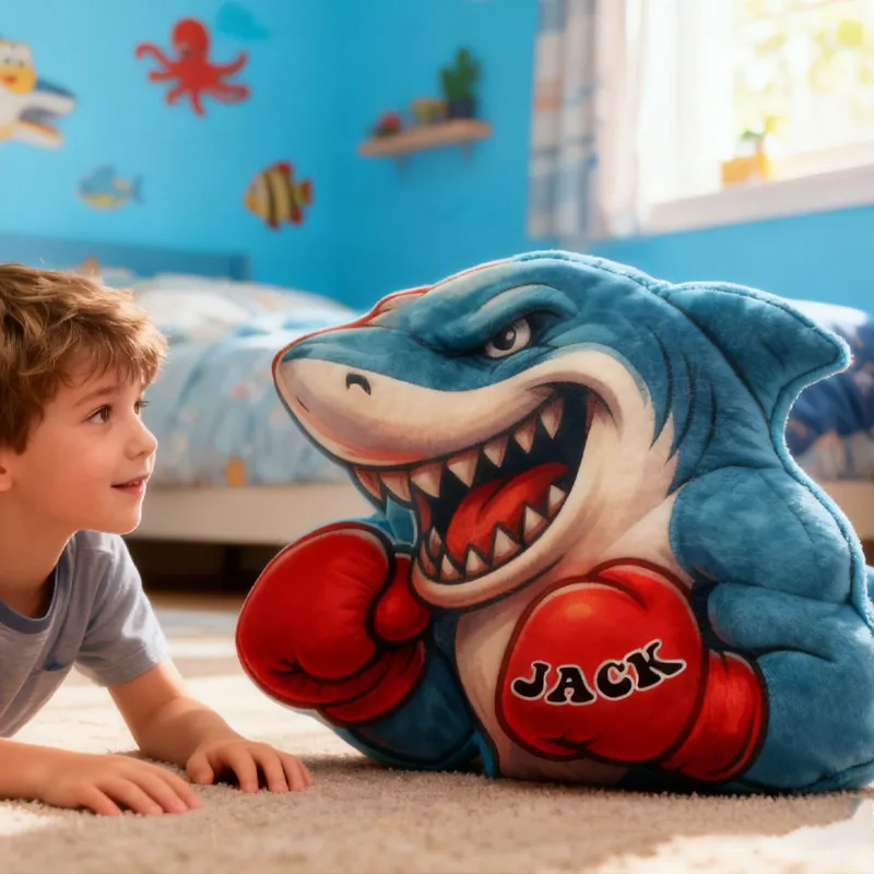 Personalized Boxing Shark Pillow Graphic 3D Print Trainer Fitness Planner Decoration Letter Pillow Exercise Sport Gym Sublimation Design Lift Heavy Shit Gym Rat Weightlifting Pillow for Kids Gym Lovers Sale-megacustom