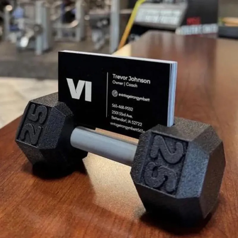 Personalized Dumbbell Business Card Holder Fitness Business Card Stand Gift for Personal Trainers Coaches Gym Owners Physical Therapists