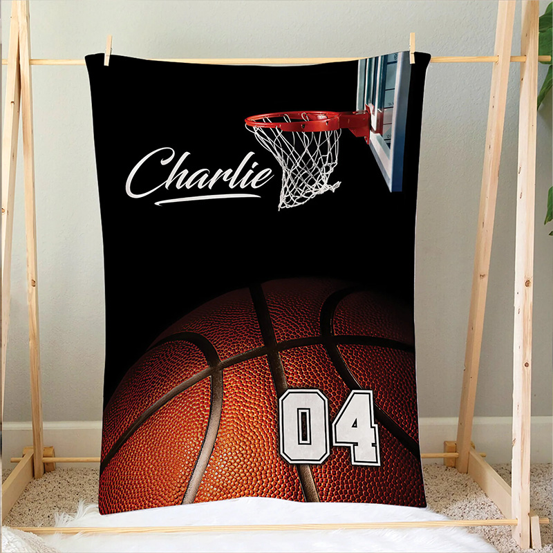 Personalized Basketball Player Blanket with Custom Name for Fans Gift