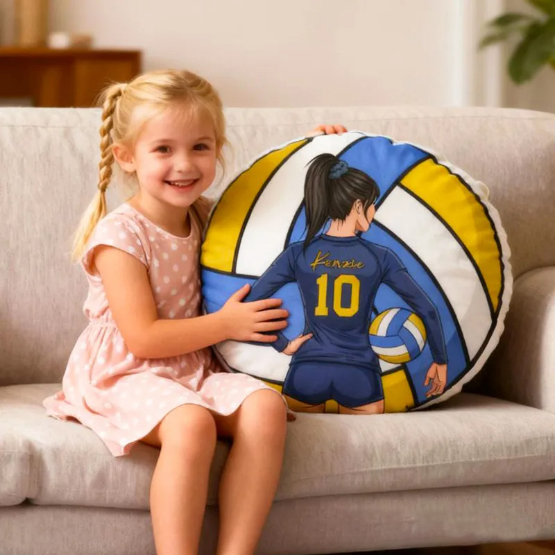 Personalized Volleyball Pillow with Custom Name and Player Design for Volleyball Enthusiasts