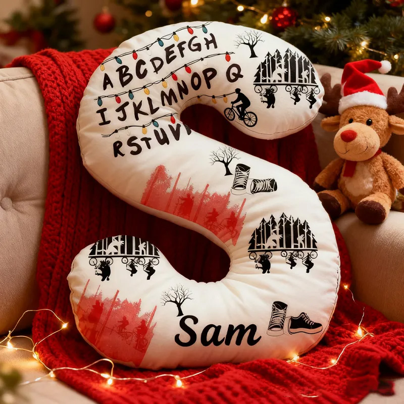Personalized Cycling Things Letter Pillow Graphic 3D Print Bow Letter Pillow Name Pillow Comfortable Travel Cushion for Riders Riding Lovers