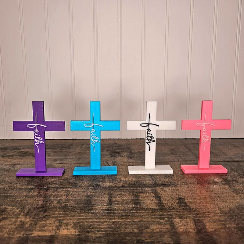 Personalized Faith Cross Desk Art with Custom Text Religious Decor Home Living Decor Office Decor Prayer Space Spiritual Gift 3d Printed Gift