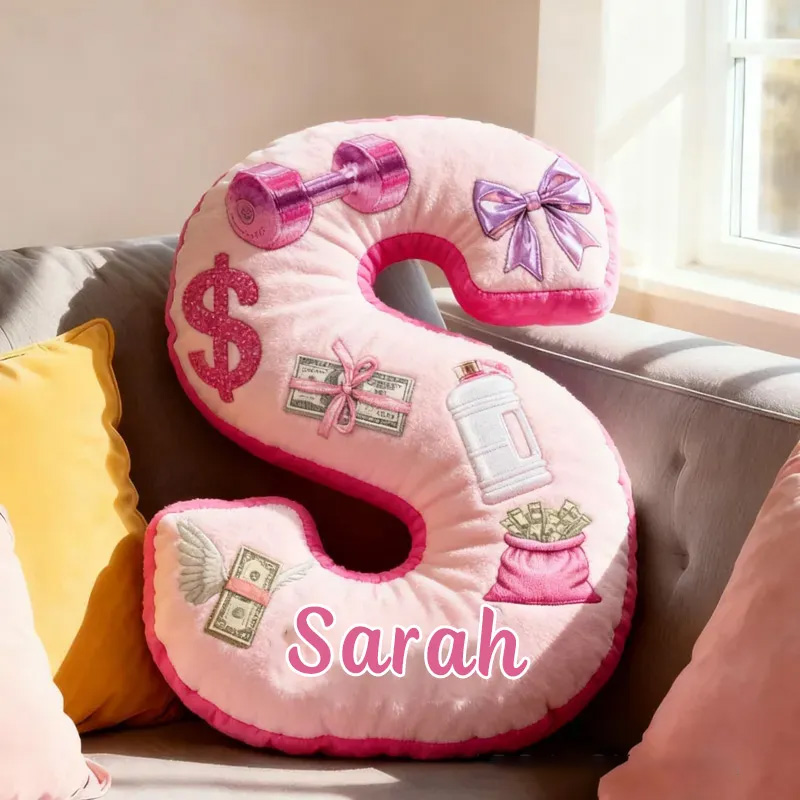 Personalized Fitness Money Come Letter Pillow Graphic 3D Print Pajama Party Funny Letter Pillow Name Pillow Girly Health and Gym Fitness Lovers Illustrations