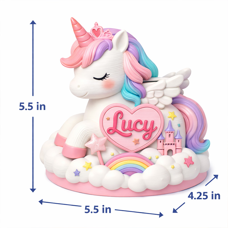 Personalized Rainbow Horse Piggy Bank 3D Printed Nursery Decor Kids Birthday Gift Custom Piggy Bank Gifts for Kids Baby Shower Gift