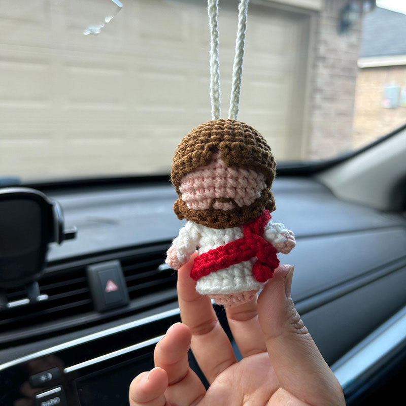 Personalized Crochet Mini Jesus Keychain and Hanging Christian Amigurumi Figurine Crochet Jesus Car Charm Religious Gift Prayer Corner Faith Gift