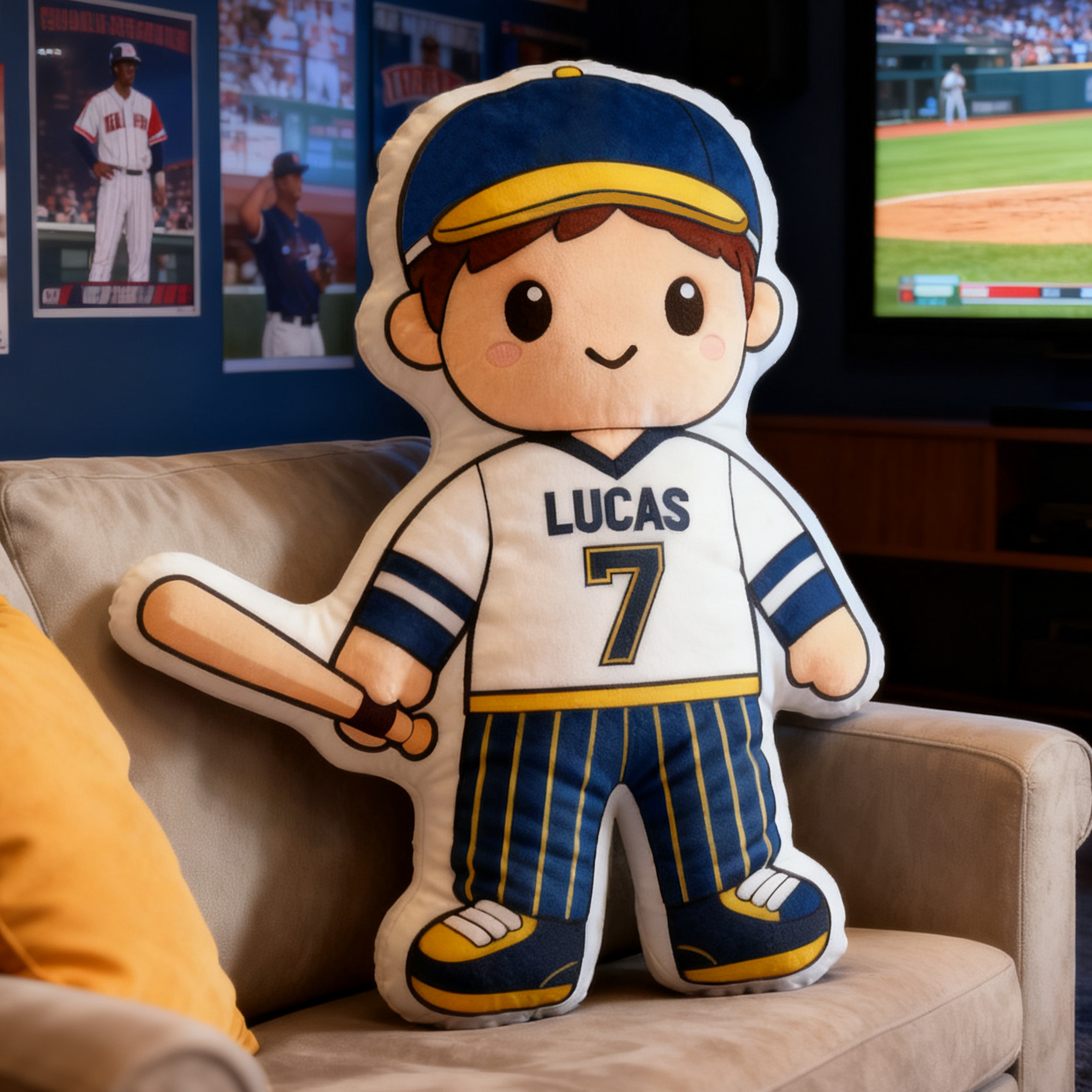 Personalized Baseball Player Pillow with Custom Name and Jersey Number  for Kids and Fans