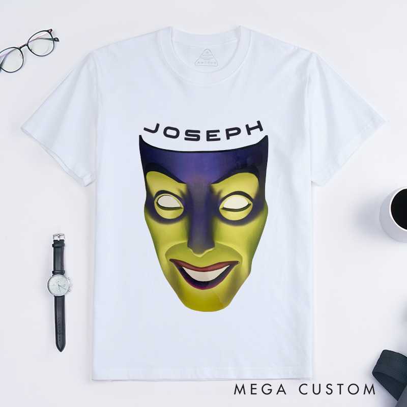 Personalized Mask Graphic Classic T-Shirt Unisex Customizable Name Gift Unique Face Design for Men Women Friends Fans Halloween Party Outfit
