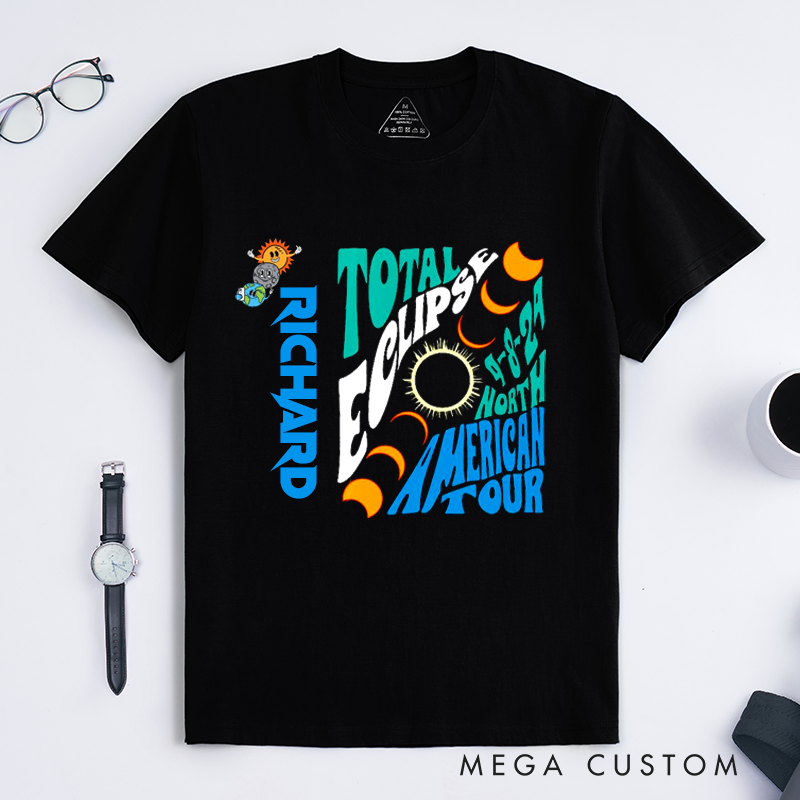 Personalized Total Eclipse Classic T-Shirts Custom Solar Even T-Shirt Unique Unisex Gift for Astronomy Lovers and Science Fans 