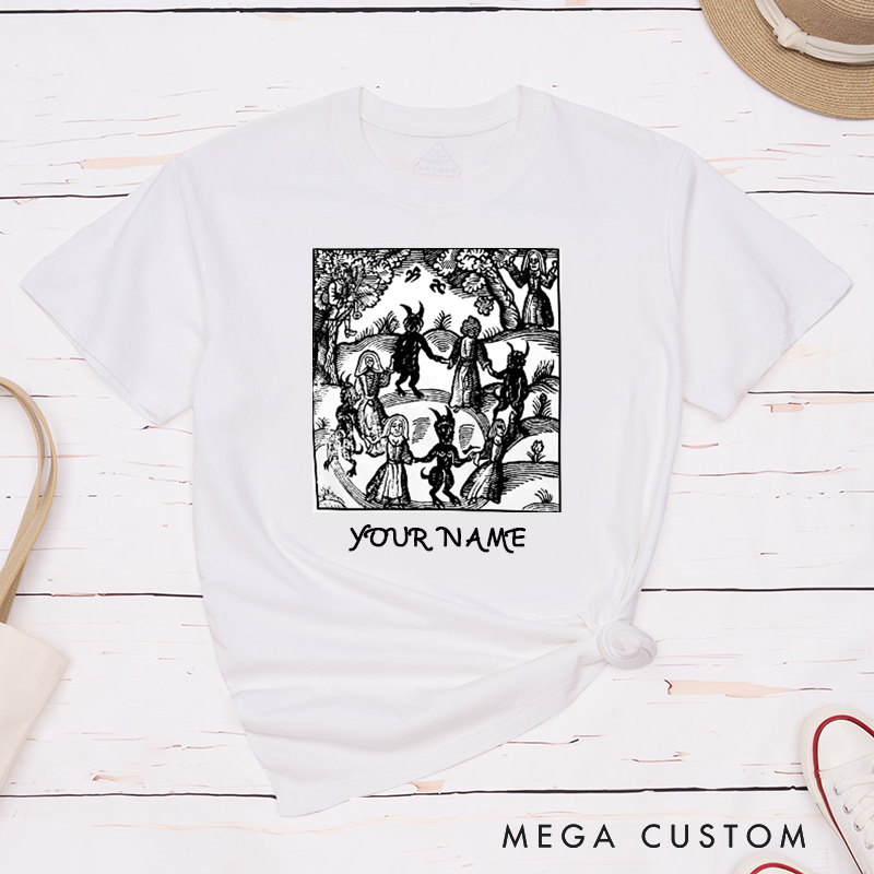 Personalized Classic T-Shirts Witchcraft Pagan Vintage Art Custom Occult Gift Unisex Tee Gothic Witchy Apparel Unique Present for Halloween