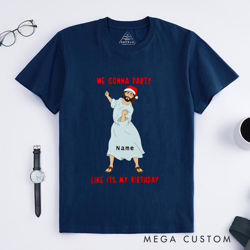 Personalized Classic T-Shirts Funny Dancing Jesus Birthday Party Unisex Custom Name Christmas Gift Idea for Friends Family Religious Humor Apparel
