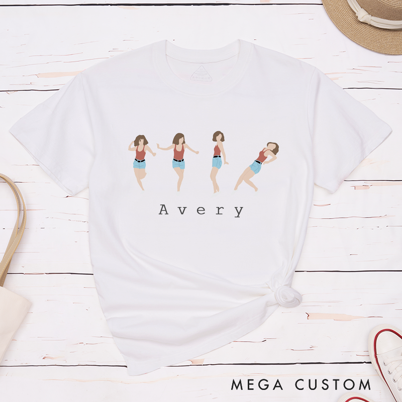 Personalized Classic T-Shirt Dancing Girl Graphic  Custom Name Summer Unisex Cotton Top Unique Gift for Women and Men Birthday Present Keepsake