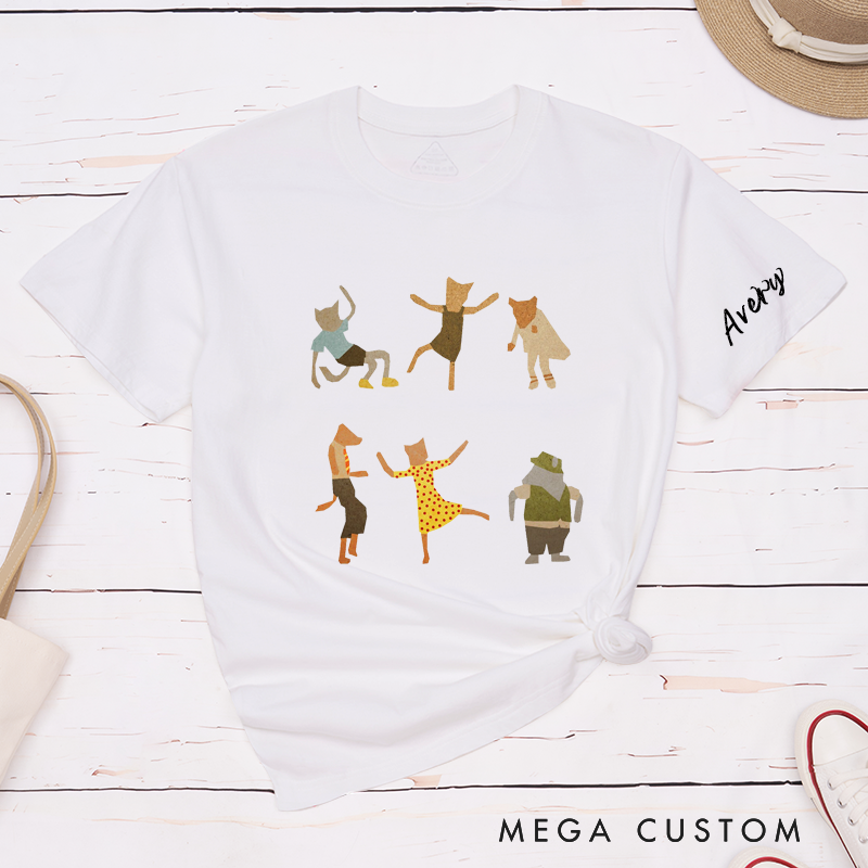 Personalized Classic T-shirt Animal Character Tee Unisex Custom Artistic Cat Lover Gift Unique Everyday Wear for Men Women and Kids Special Present 