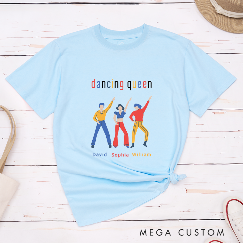 Personalized Classic T-Shirts Dancing Themed Custom Name Disco Party Dance Pose Gifts for Matching Apparel Retro Dance Lover Shirt