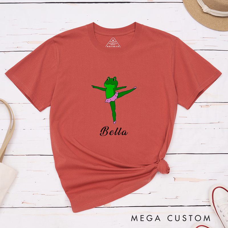 Personalized Classic T-shirt Custom Name Frog Ballet Dancer Lover Gift Suitable for Kids or Adults