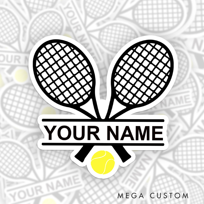 Personalized Tennis Racket Sticker Custom Name Design 