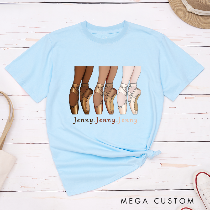 Personalized Three color ballet shoes Classic T-Shirt Custom Name Design Elegant Gift for Dance Lovers Perfect for Ballet Enthusiasts  