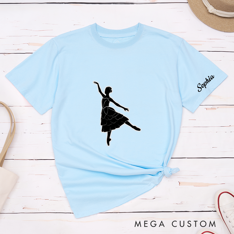Personalized Ballet Dancer Silhouette Classic T-Shirts Custom Dance Gift for Girls Women Birthday Present Elegant Ballerina Tee 