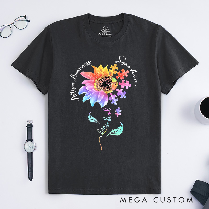Personalized Be Kind Autism Flower T-shirt Autism Awareness Gift