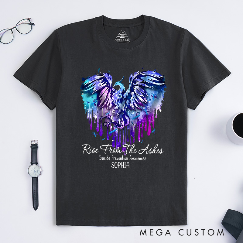 Personalized Rise From The Ashes Suicide Prevention Awareness T-shirt Mental Health Gift