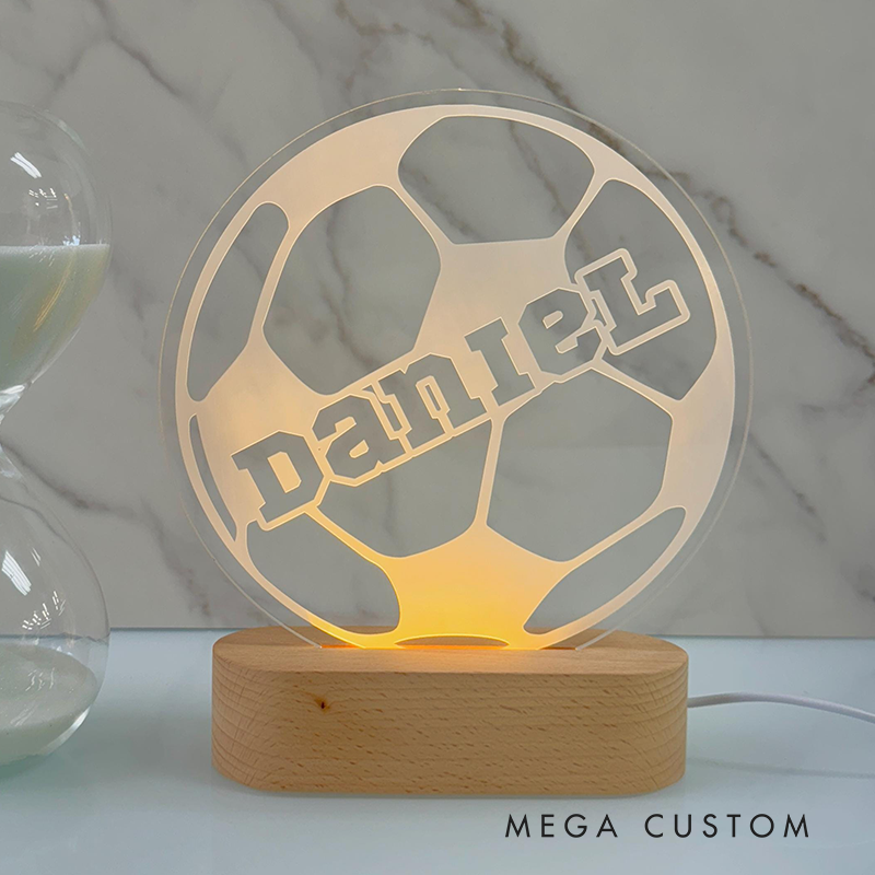 Personalized Soccer Night Light - Custom LED Lamp for Soccer Players