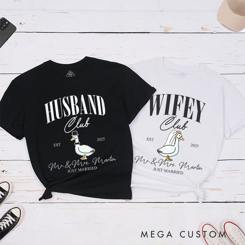 Personalized Just Married Husband and Wife Clubs Wedding Couple Classic T-Shirt