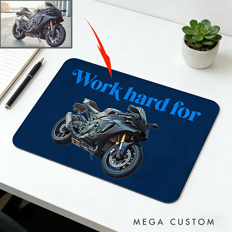 Personalized Motorcycle Mouse Pad with Custom Photo for Bikers and Motorcycle Fans