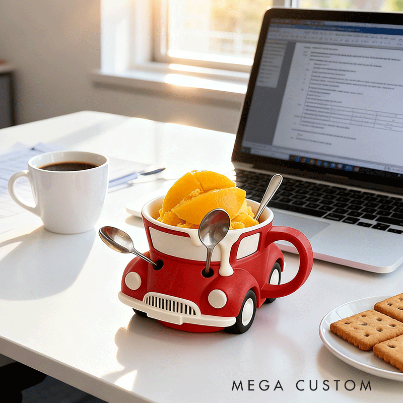 Personalized Car Shaped Ice Cream Pint Holder Funny and Useful Dessert Gift