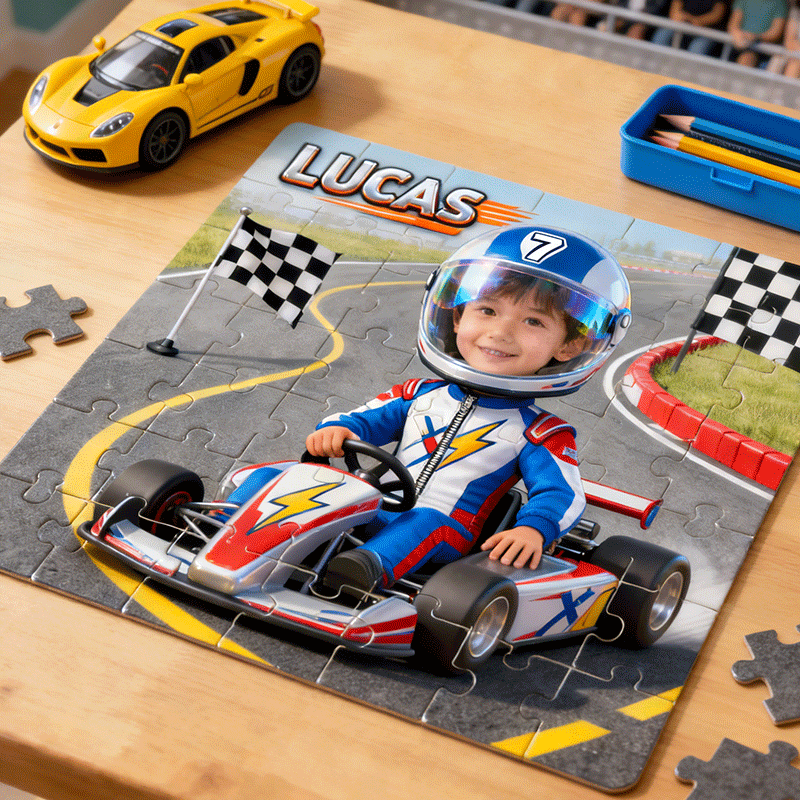 Personalized Racing Theme Custom Name Print Motivational Quote Jigsaw Puzzle