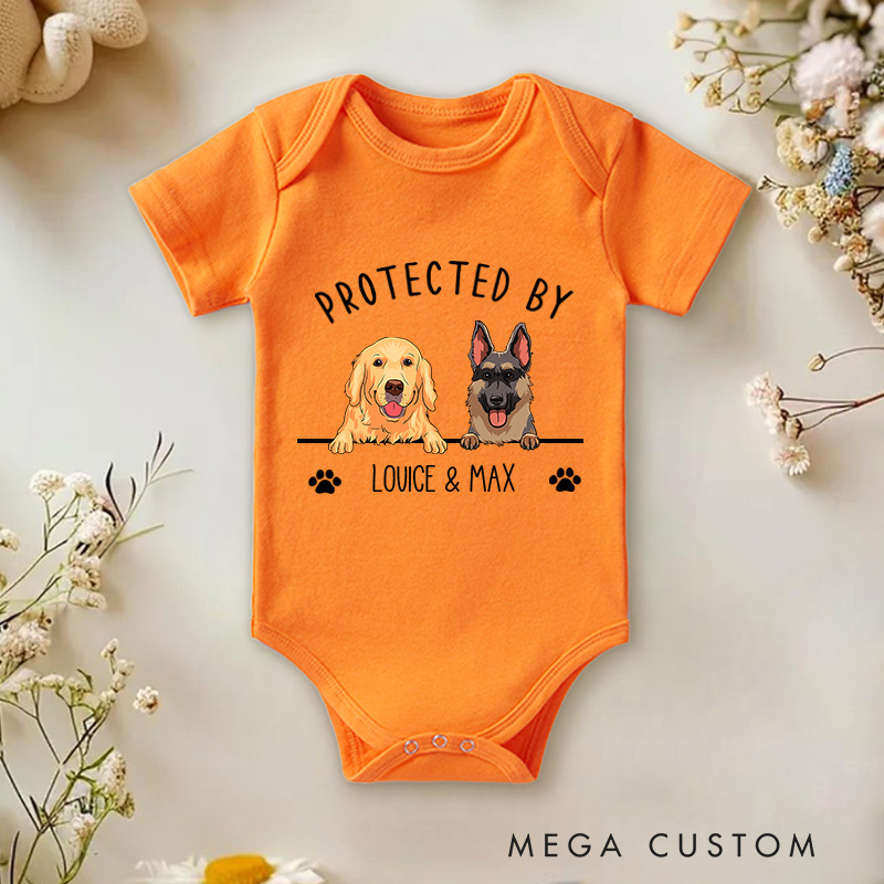 Personalized Pet Portrait Protected Baby Onesie Baby Pet Lover Outfit Baby Gift with Name